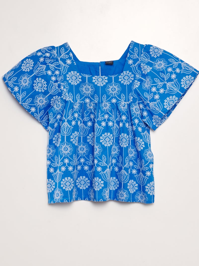 Blusa com bordado AZUL - Kiabi