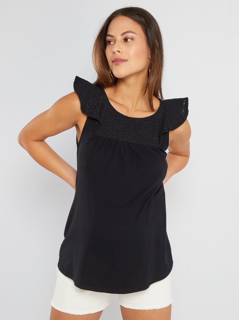 Blusa com bordado de grávida Preto - Kiabi