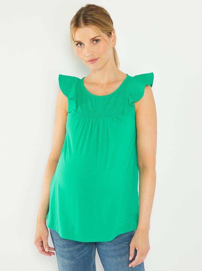 Blusa com bordado de grávida Verde - Kiabi