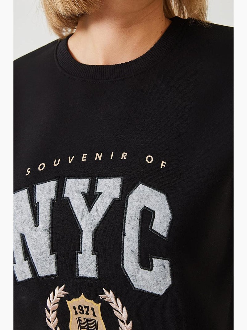 Blusa com bordado escovado e três fios lucci Preto - Kiabi