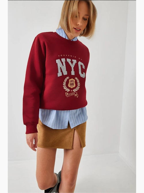 Blusa com bordado escovado e três fios lucci - Kiabi