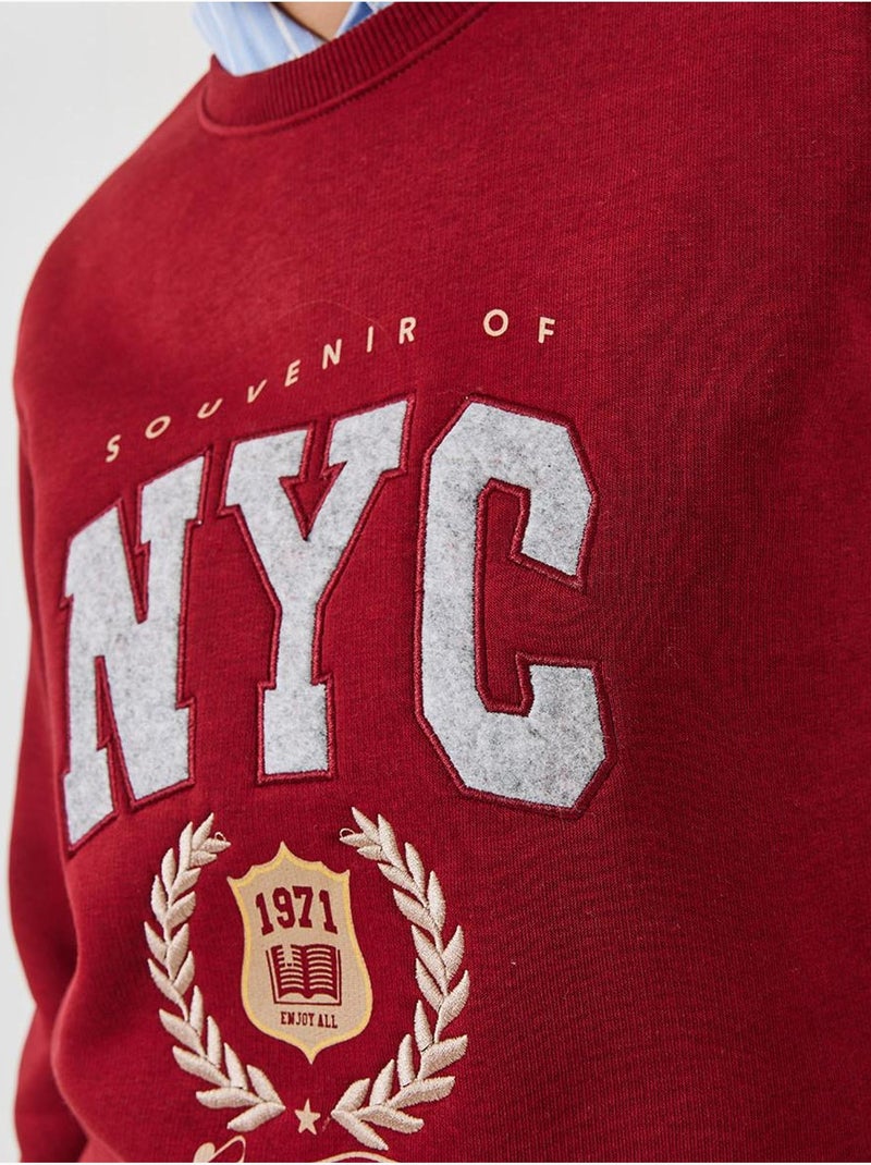 Blusa com bordado escovado e três fios lucci Vermelho bordô - Kiabi