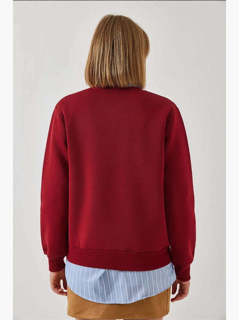 Blusa com bordado escovado e três fios lucci Vermelho bordô - Kiabi