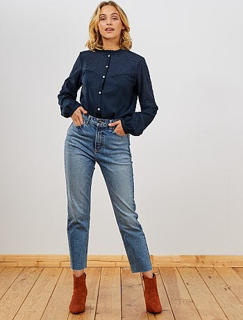 Blusa com bordado inglês - Kiabi