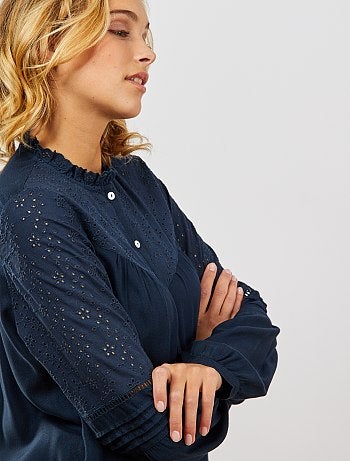Blusa com bordado inglês - Kiabi