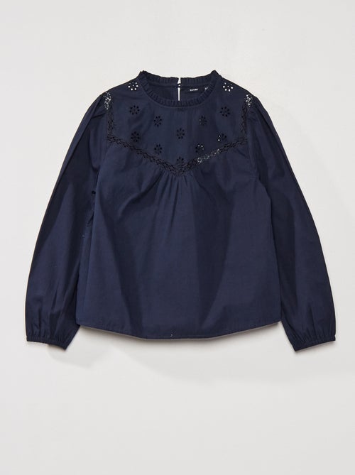 Blusa com bordado inglês - Kiabi
