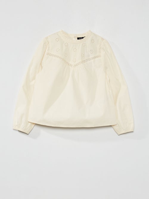 Blusa com bordado inglês - Kiabi