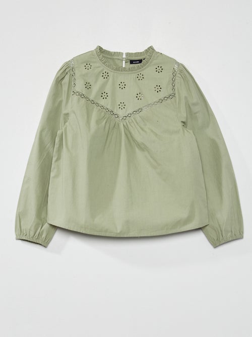 Blusa com bordado inglês - Kiabi
