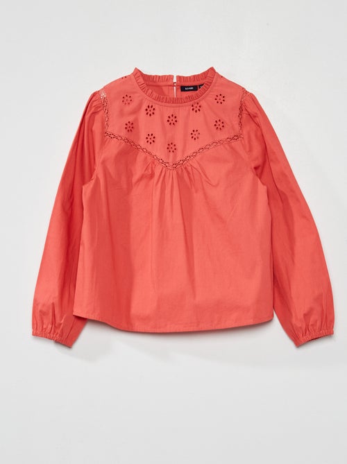 Blusa com bordado inglês - Kiabi