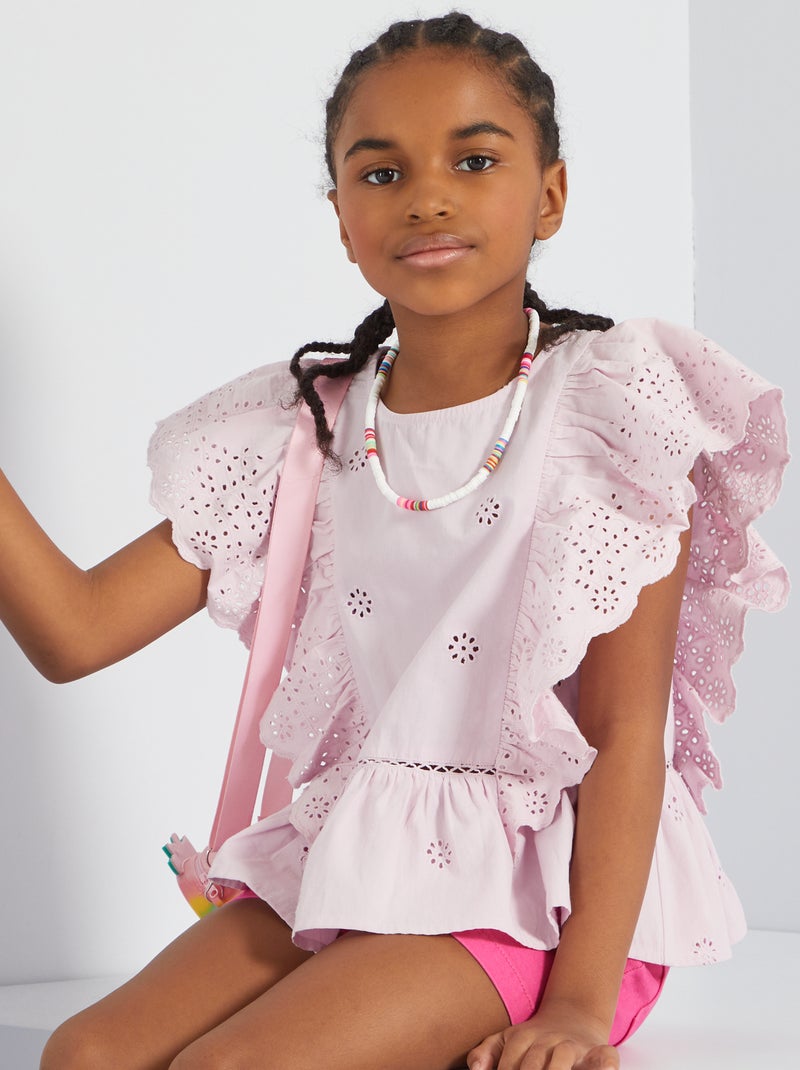 Blusa com bordado inglês VIOLETA - Kiabi