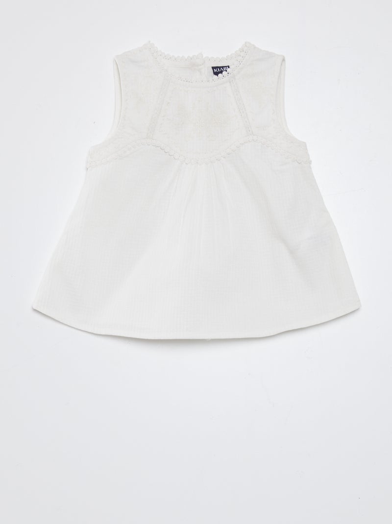 Blusa com bordados Branco - Kiabi