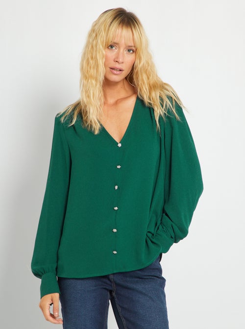Blusa com botões estilo joias - Kiabi