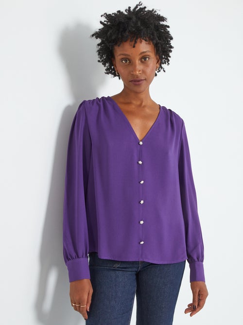 Blusa com botões estilo joias - Kiabi