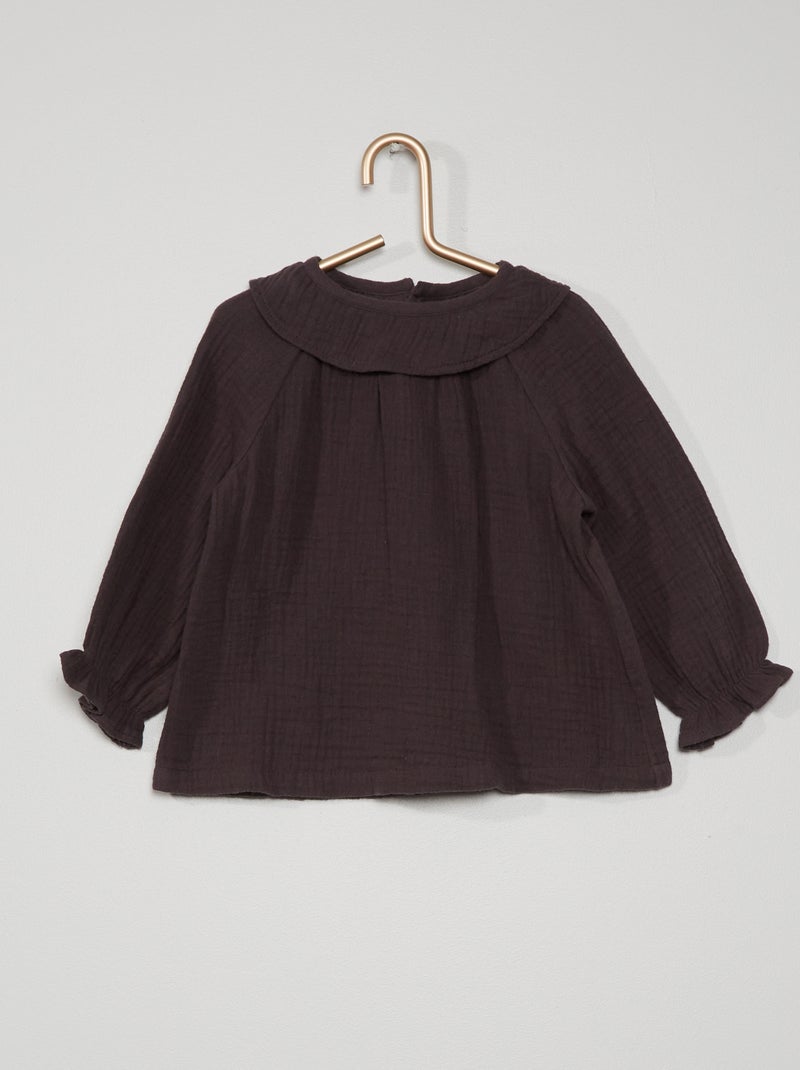Blusa com colarinho largo Cinza Antracite - Kiabi