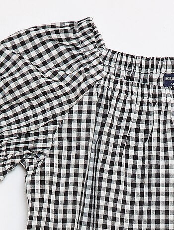 Blusa com decote e punhos elásticos - Coleção fácil de vestir