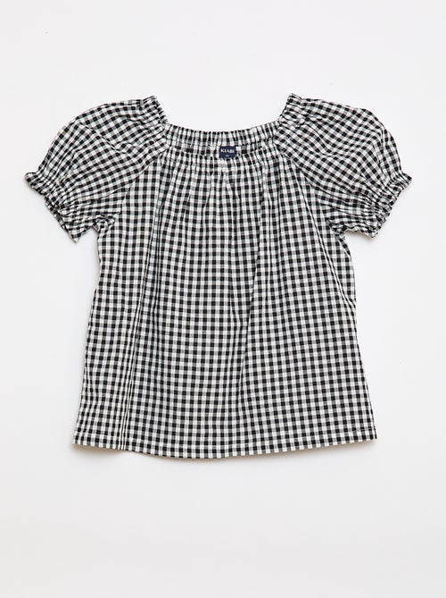 Blusa com decote e punhos elásticos - Fácil de Vestir - Kiabi