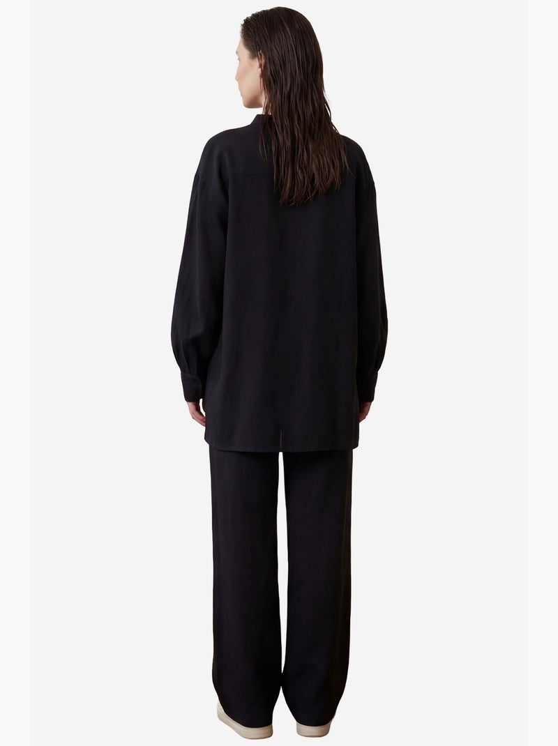 Blusa com decote em v e calças de perna larga em musselina conjunto de duas peças my fashion Preto - Kiabi