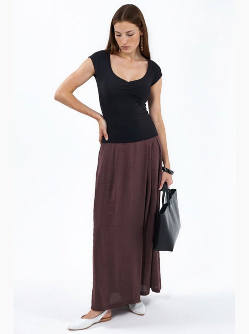 Blusa com decote em v e mangas curtas com drapeado busem - Kiabi