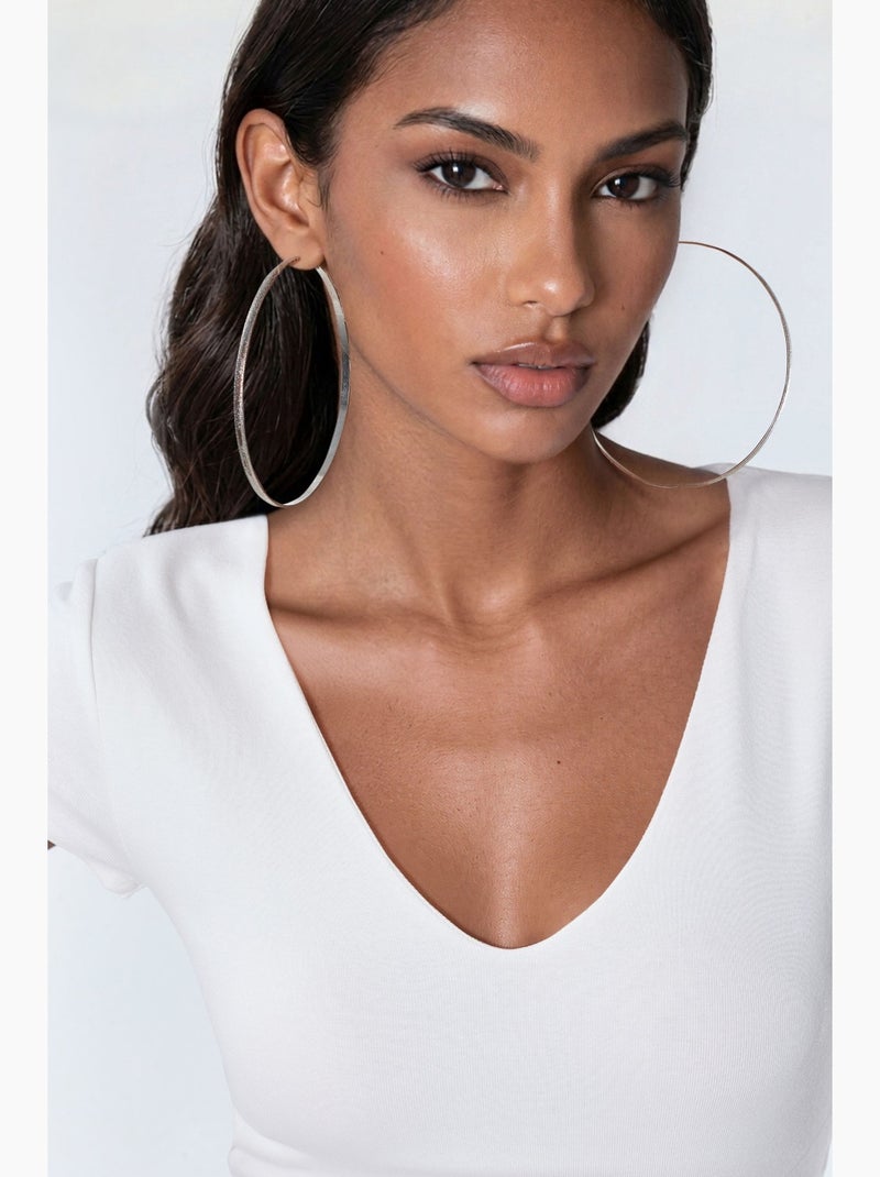 Blusa com decote em v em mistura de modal e algodão busem Branco - Kiabi