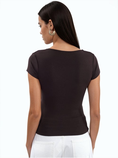 Blusa com decote em v em mistura de modal e algodão busem - Kiabi