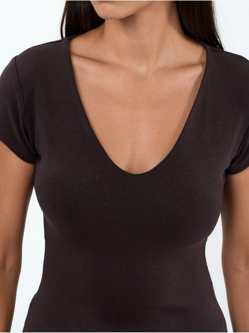 Blusa com decote em v em mistura de modal e algodão busem - Kiabi