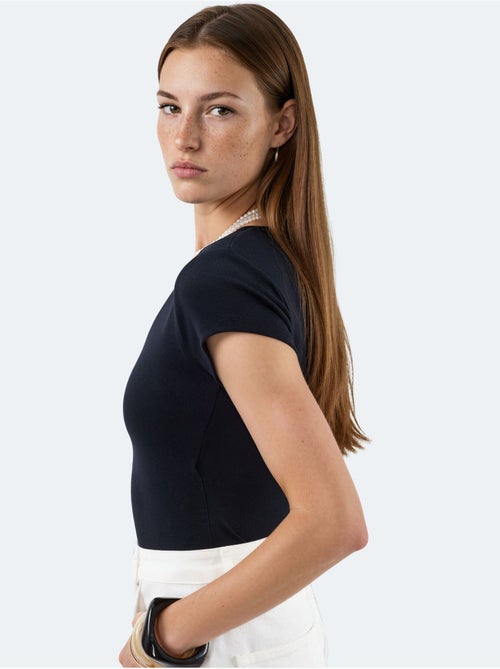 Blusa com decote em v em mistura de modal e algodão busem - Kiabi