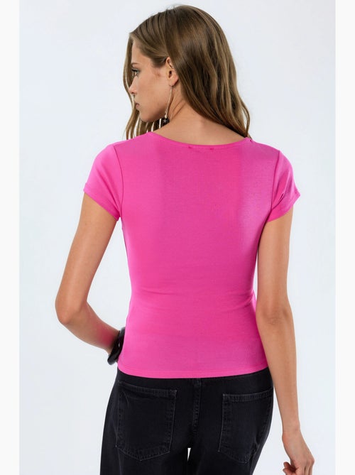 Blusa com decote em v em mistura de modal e algodão busem - Kiabi