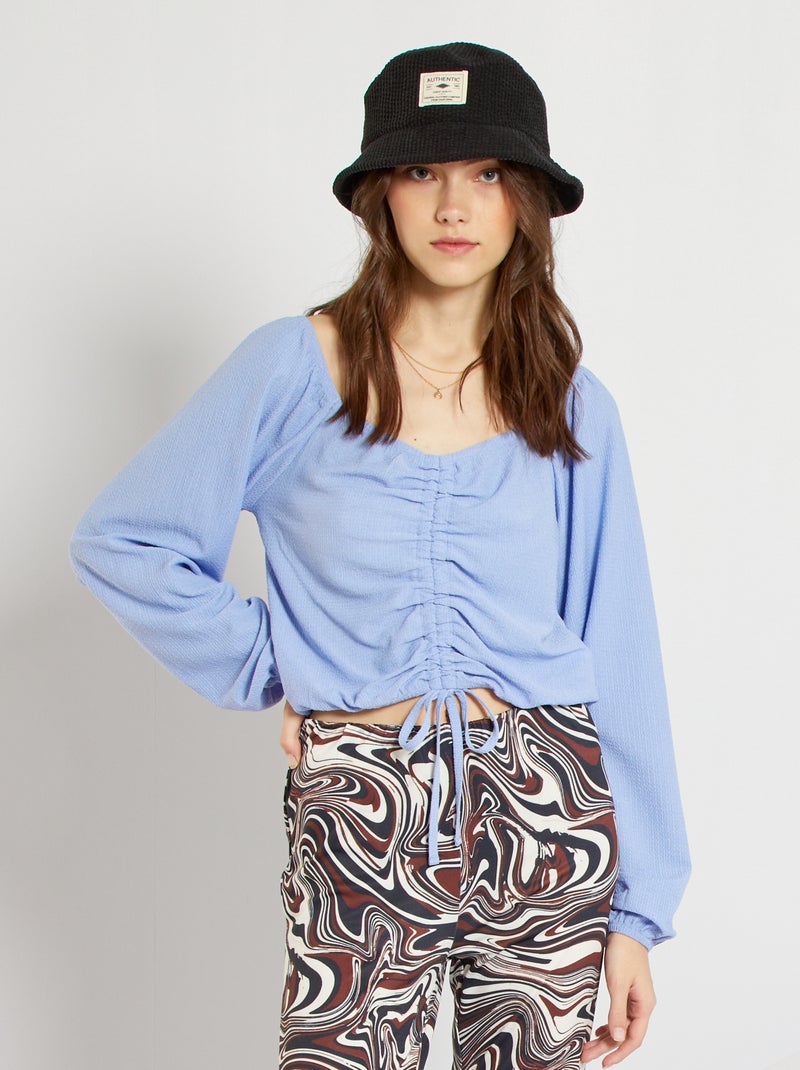 Blusa com decote quadrado AZUL - Kiabi