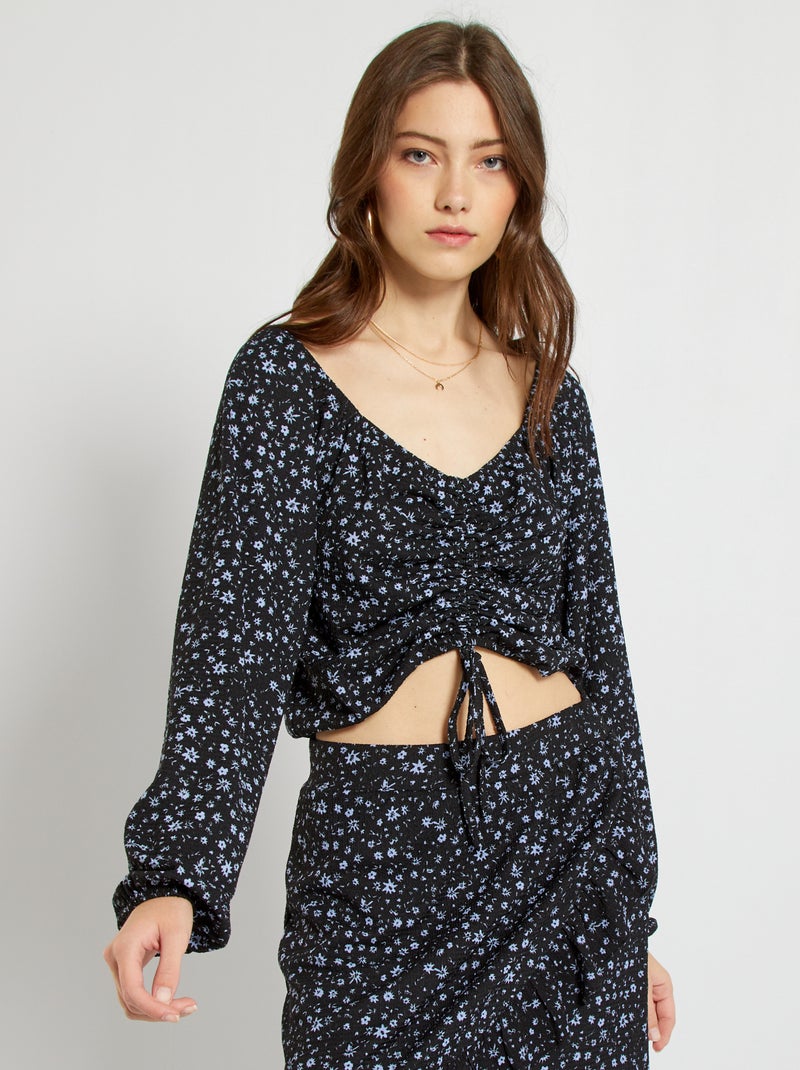 Blusa com decote quadrado PRETO - Kiabi