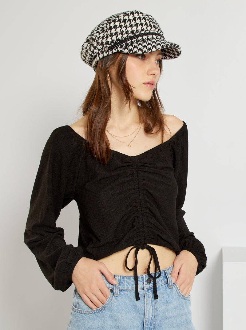 Blusa com decote quadrado Preto - Kiabi