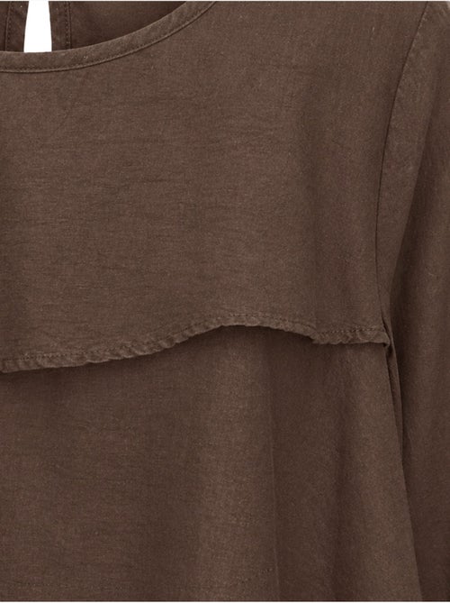 Blusa com decote redondo de manga comprida com folhos mixray - Kiabi