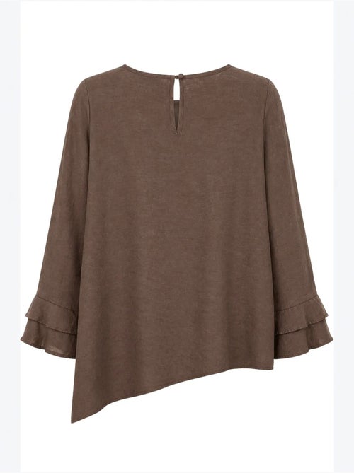 Blusa com decote redondo de manga comprida com folhos mixray - Kiabi