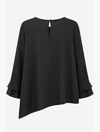 Blusa com decote redondo de manga comprida com folhos mixray