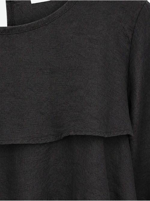 Blusa com decote redondo de manga comprida com folhos mixray - Kiabi