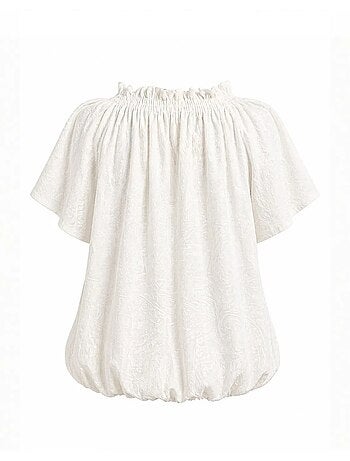 Blusa com decote redondo e estampado paisley com detalhe de laço mixray