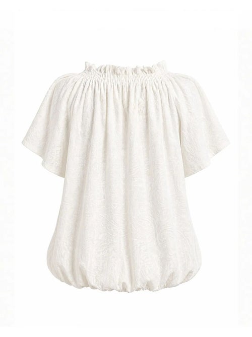 Blusa com decote redondo e estampado paisley com detalhe de laço mixray - Kiabi