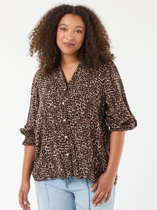 Blusa com estampa de leopardo 'Only Carmakoma' - Kiabi