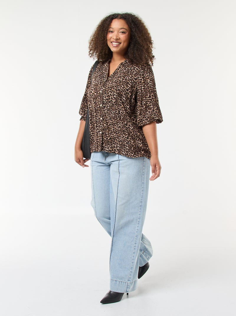 Blusa com estampa de leopardo 'Only Carmakoma' Castanho - Kiabi