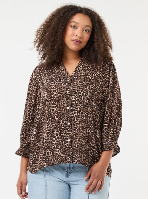 Blusa com estampa de leopardo 'Only Carmakoma' - Kiabi