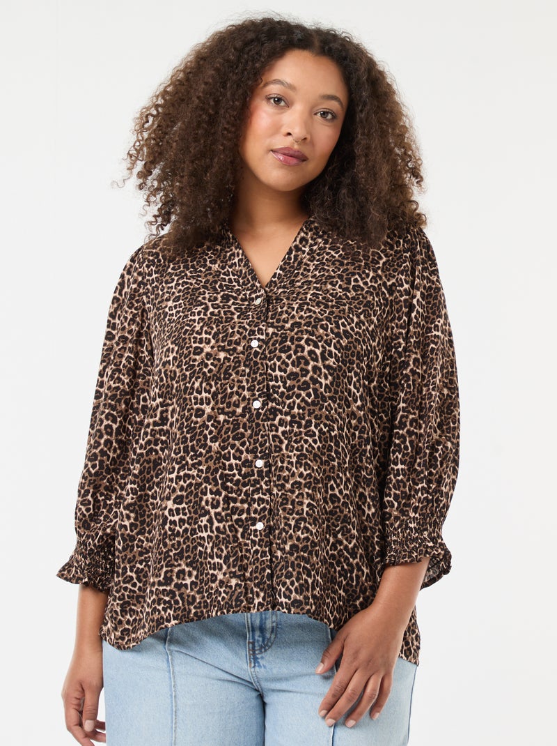 Blusa com estampa de leopardo 'Only Carmakoma' Castanho - Kiabi