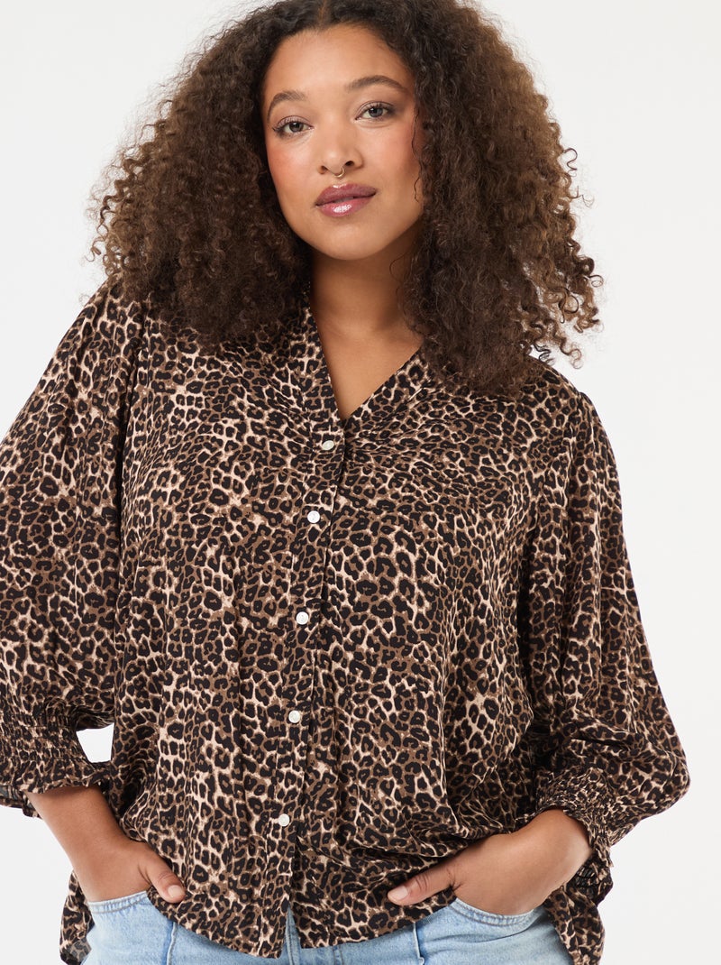 Blusa com estampa de leopardo 'Only Carmakoma' Castanho - Kiabi