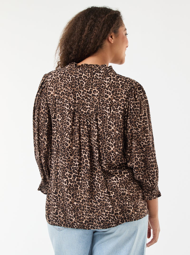 Blusa com estampa de leopardo 'Only Carmakoma' Castanho - Kiabi