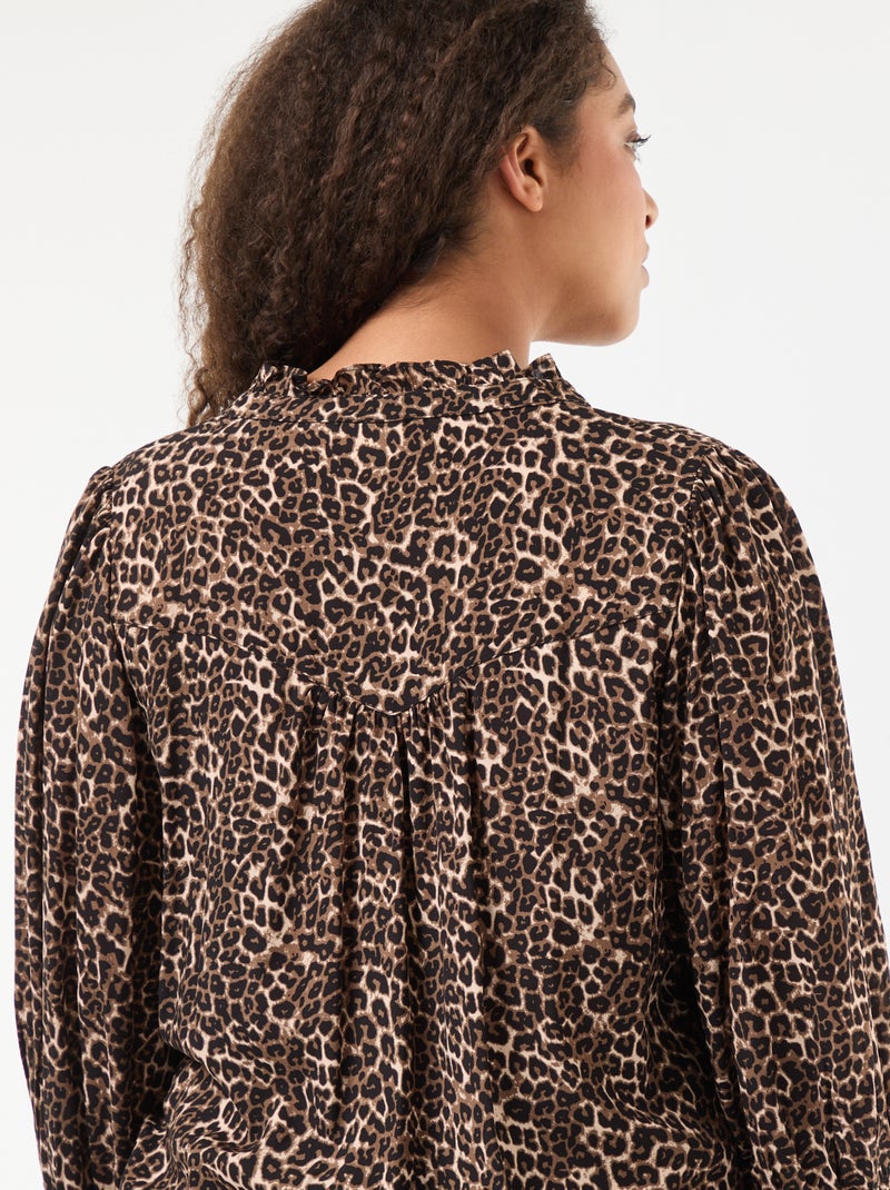Blusa com estampa de leopardo 'Only Carmakoma' Castanho - Kiabi