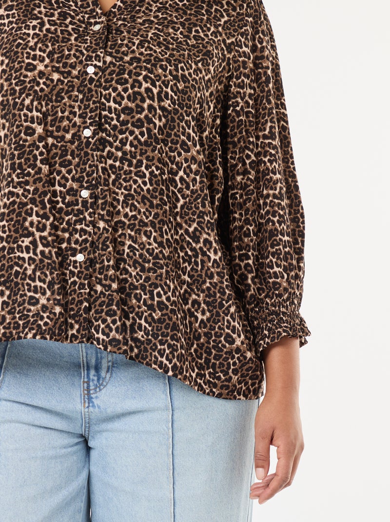 Blusa com estampa de leopardo 'Only Carmakoma' Castanho - Kiabi