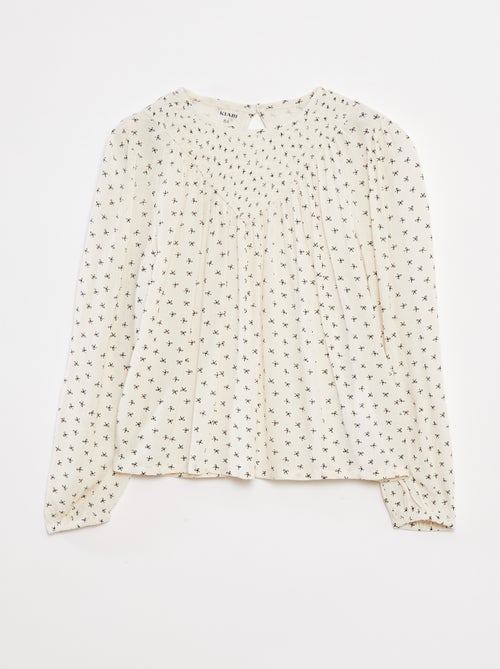 Blusa com estampado em malha crepe - Kiabi