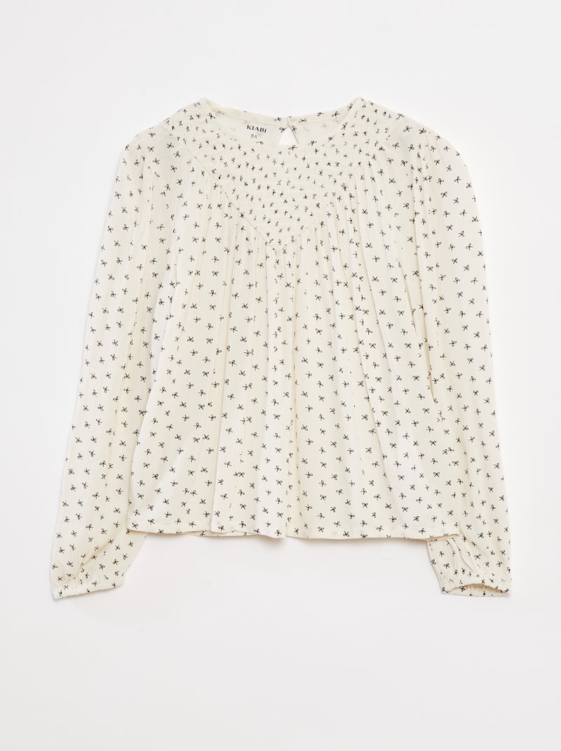 Blusa com estampado em malha crepe Bege - Kiabi
