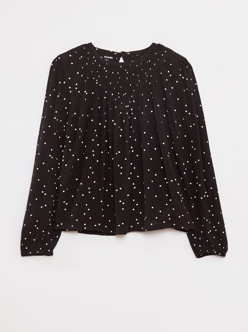 Blusa com estampado em malha crepe Preto - Kiabi