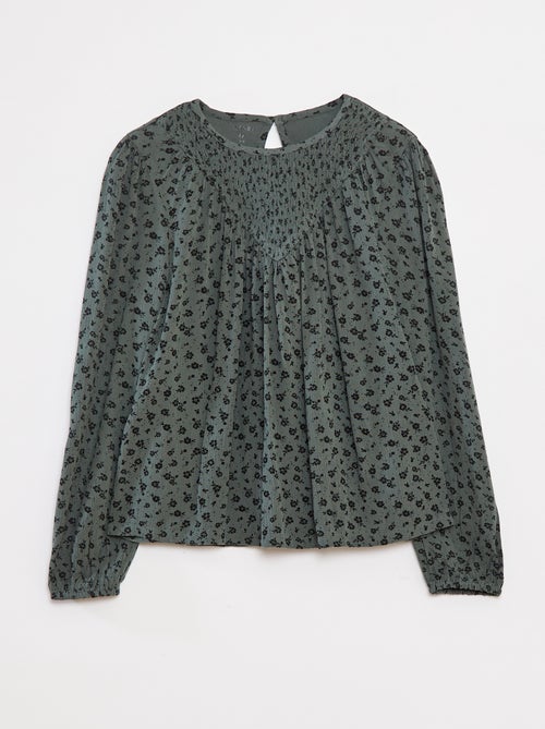 Blusa com estampado em malha crepe - Kiabi