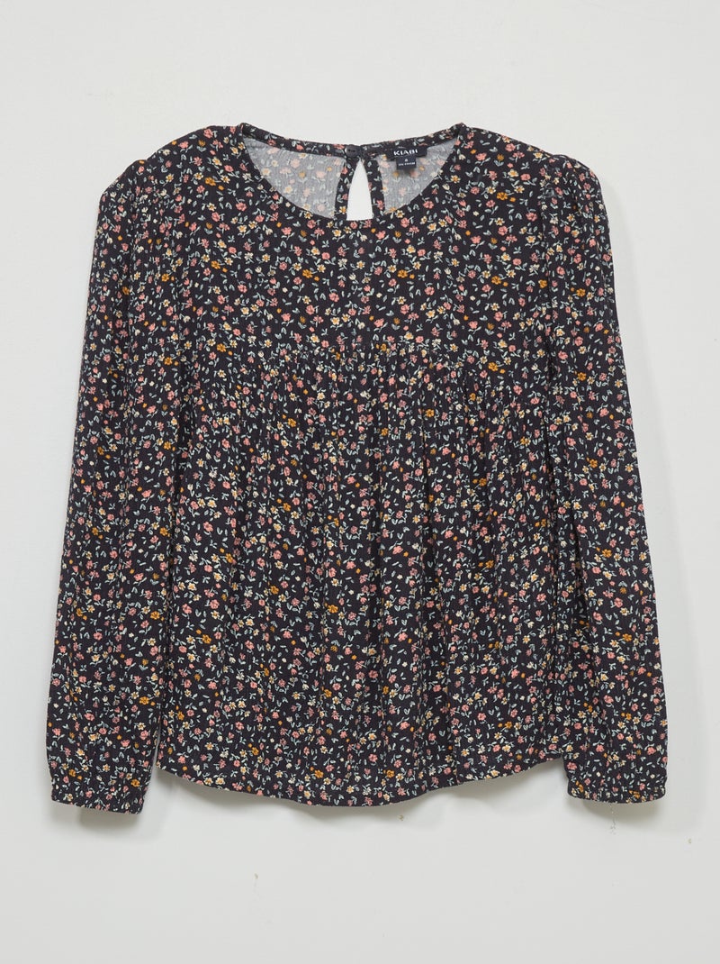 Blusa com estampado florido AZUL - Kiabi