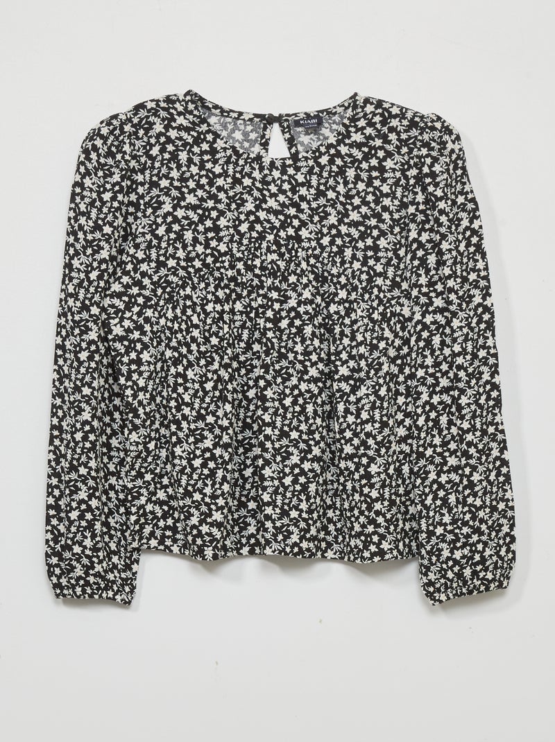 Blusa com estampado florido PRETO - Kiabi